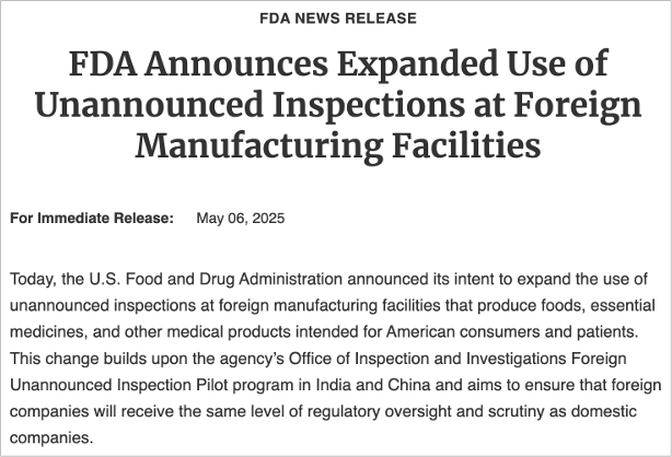 FDA, 해외 의약품 제조시설 불시 점검 확대...\